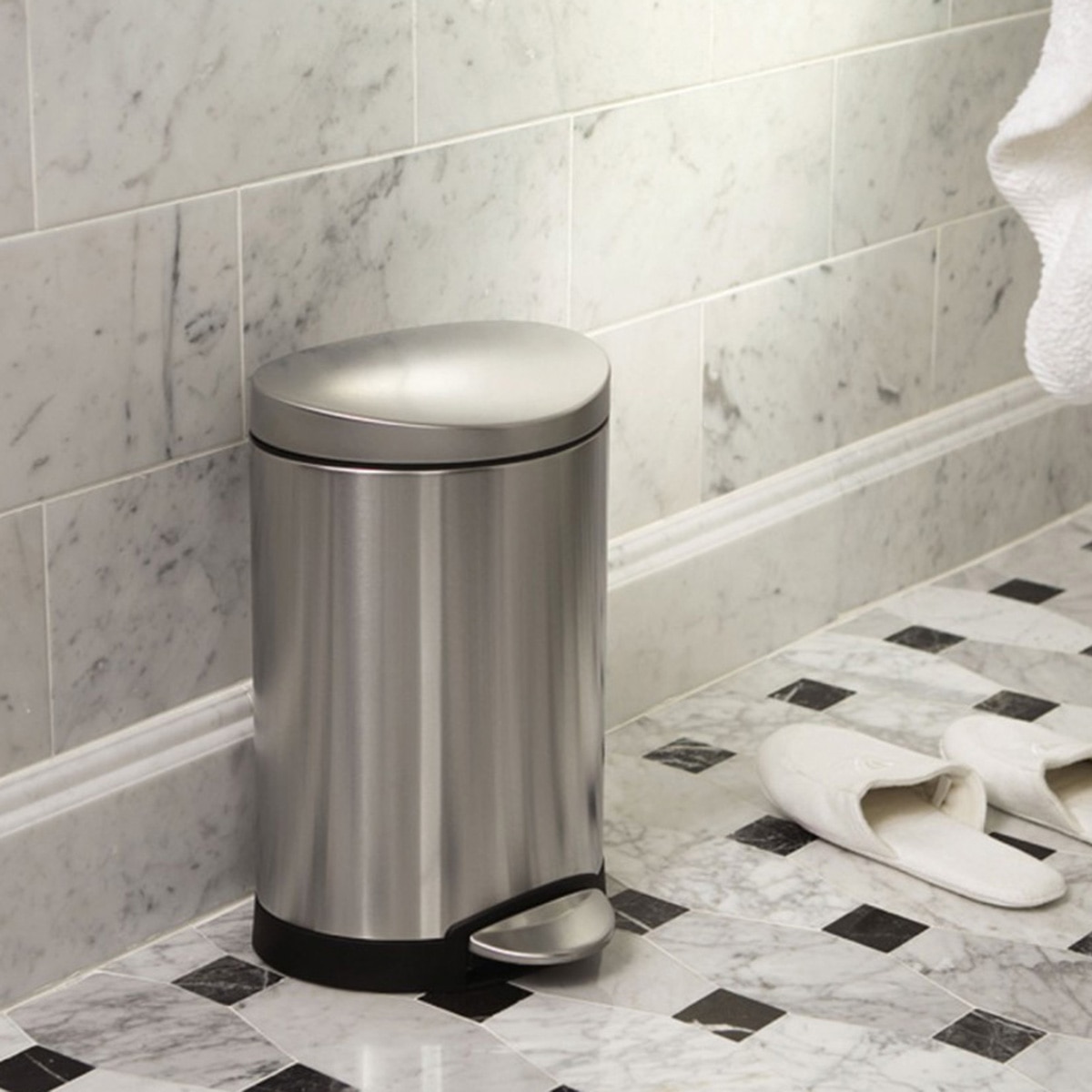 Balde do Lixo de Casa de Banho com Pedal Semicircular 6L Aço-2