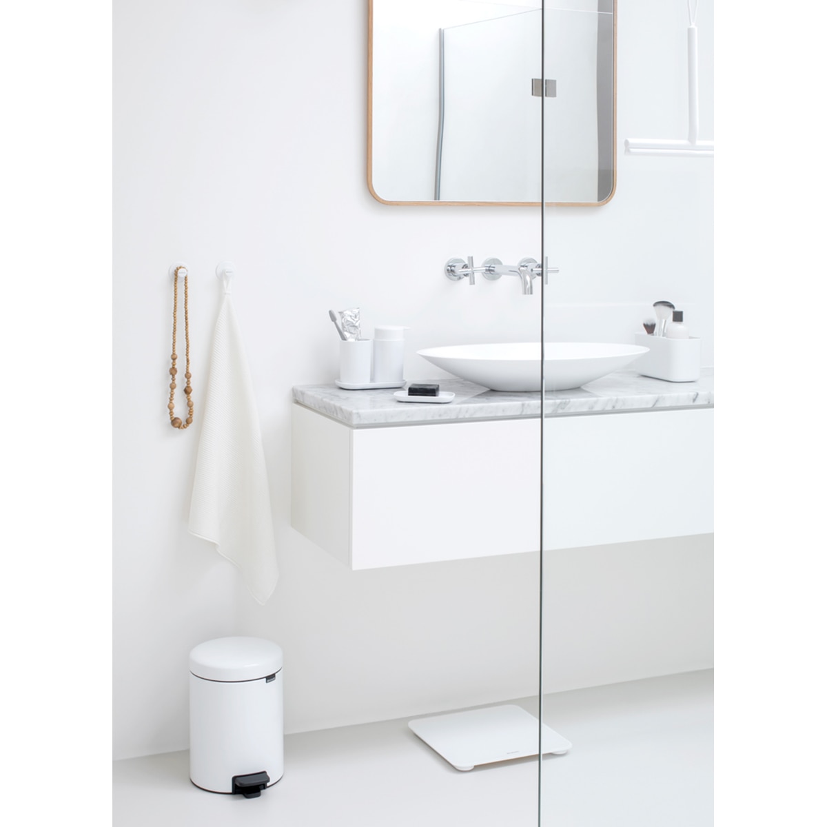 Balde do Lixo de Casa de Banho com Pedal Newicon 3 L Branco-4