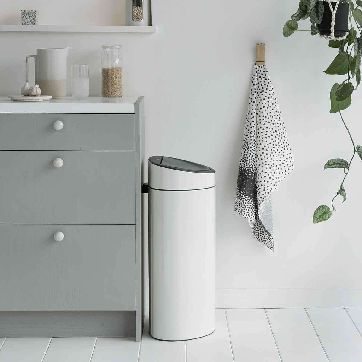 Balde do Lixo de Aço Touch Bin 40 L Branco-4