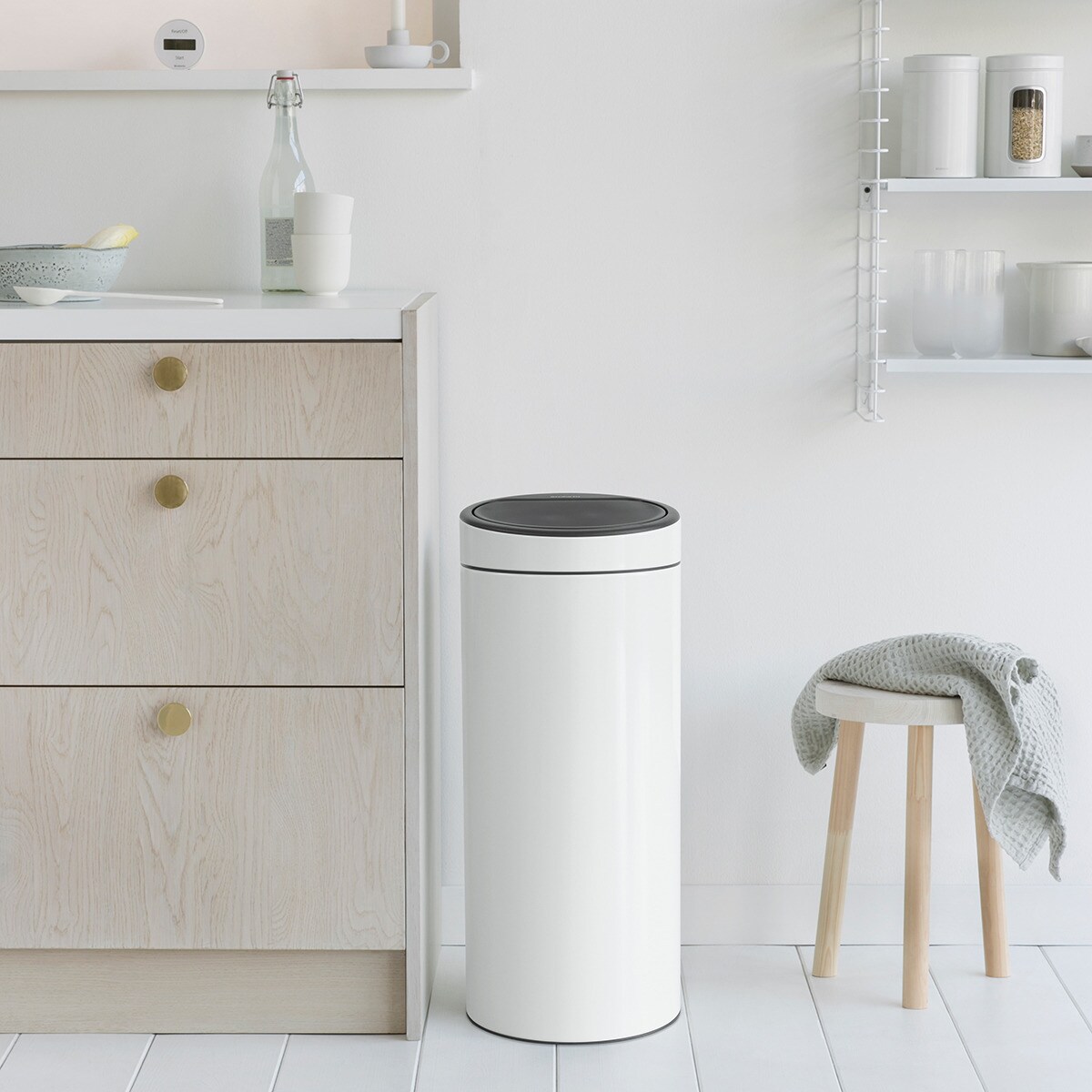Cubo de basura de acero Touch Bin 30L Brabantia - Blanco Blanco-3