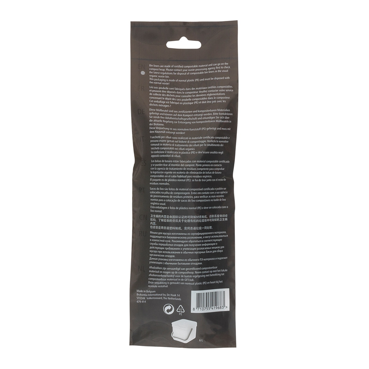 10 sacos de lixo S 6 L Brabantia Branco-2