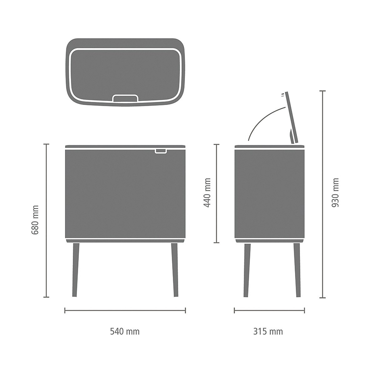Balde do Lixo BO Touch Bin - 36 L Platina-12