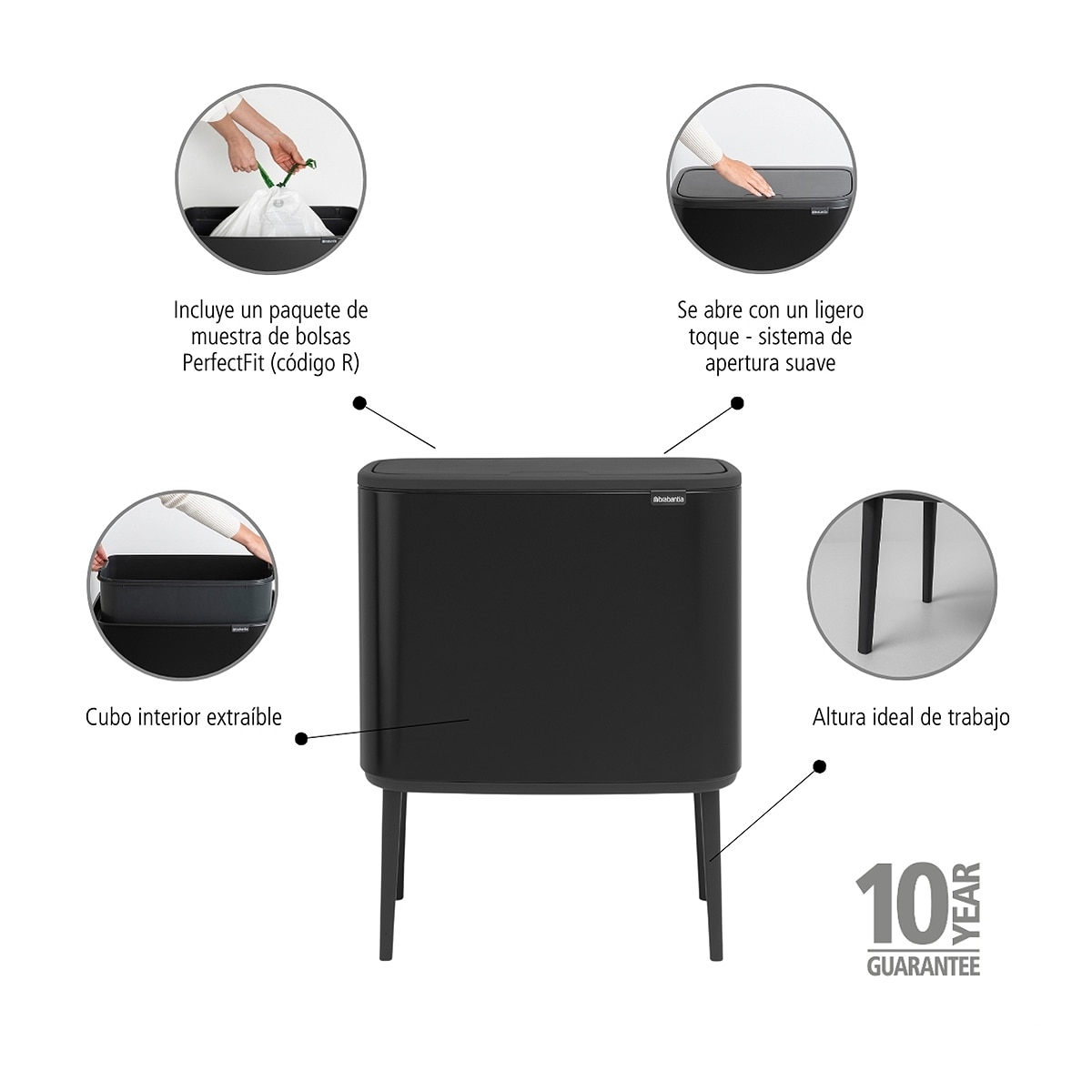 Balde do Lixo BO Touch Bin - 36 L Preto-5