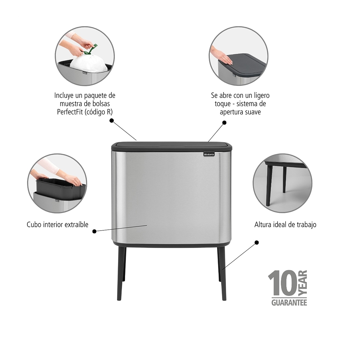 Balde do Lixo BO Touch Bin - 36 L Aço-9