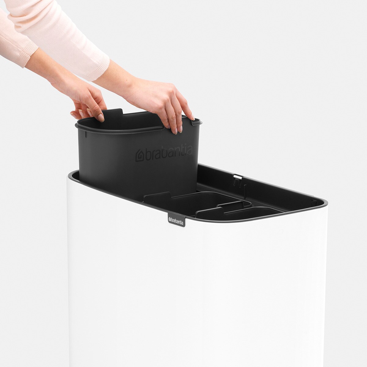 Balde do Lixo para Reciclagem BO Touch Bin 3 X 11 L Branco-3