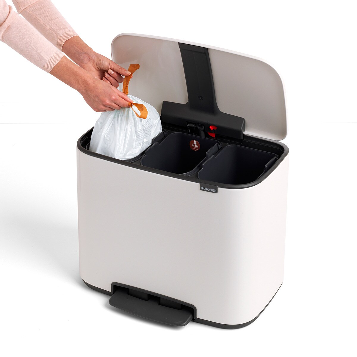 Balde do Lixo com Pedal para Reciclagem BO - 3X11 L Branco-4