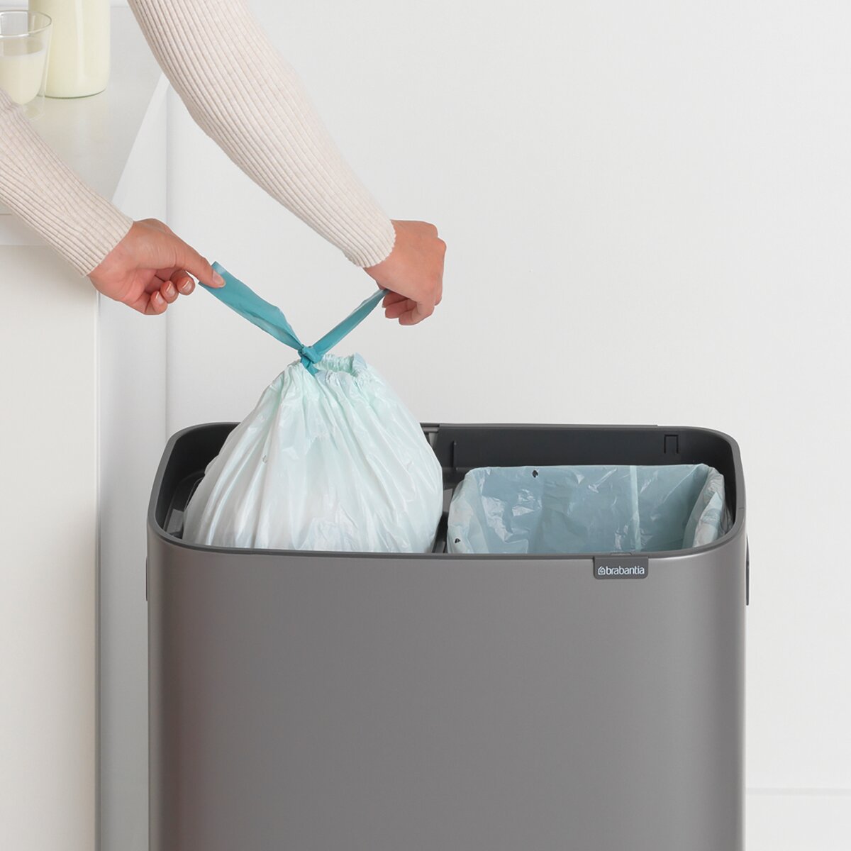 Balde do Lixo para Reciclagem BO Touch Bin 30 + 30 L Platina-2