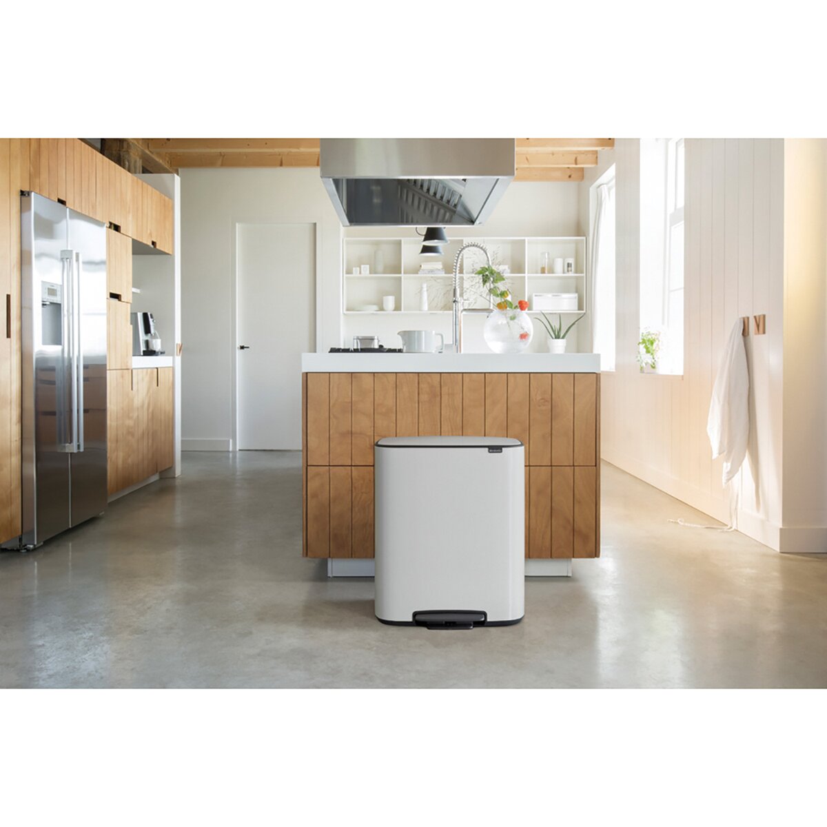 Cubo de basura con pedal para reciclar BO 2x30 L Brabantia - Blanco Blanco-5
