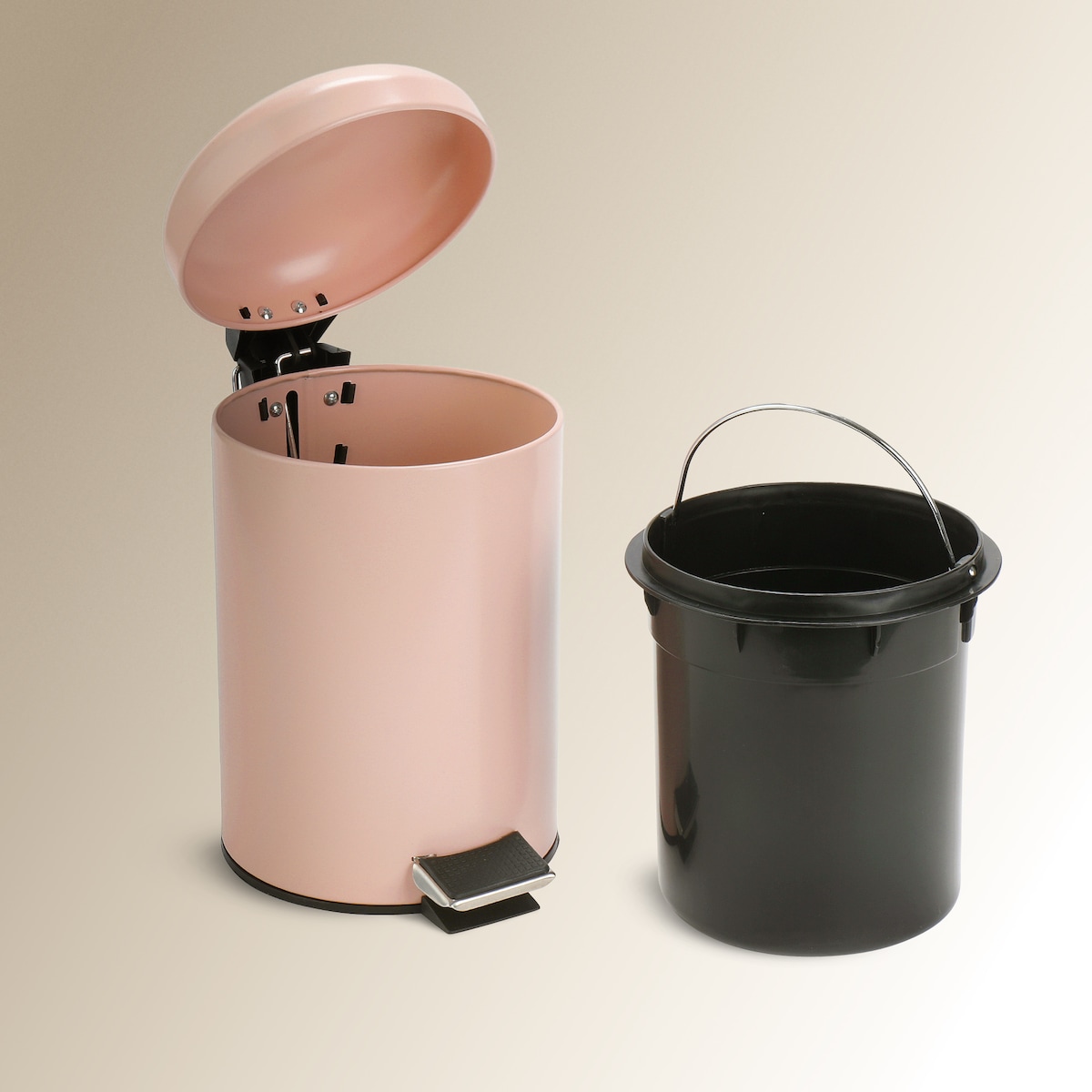 Papelera de baño de acero 3 L El Corte Inglés Rosa claro-3