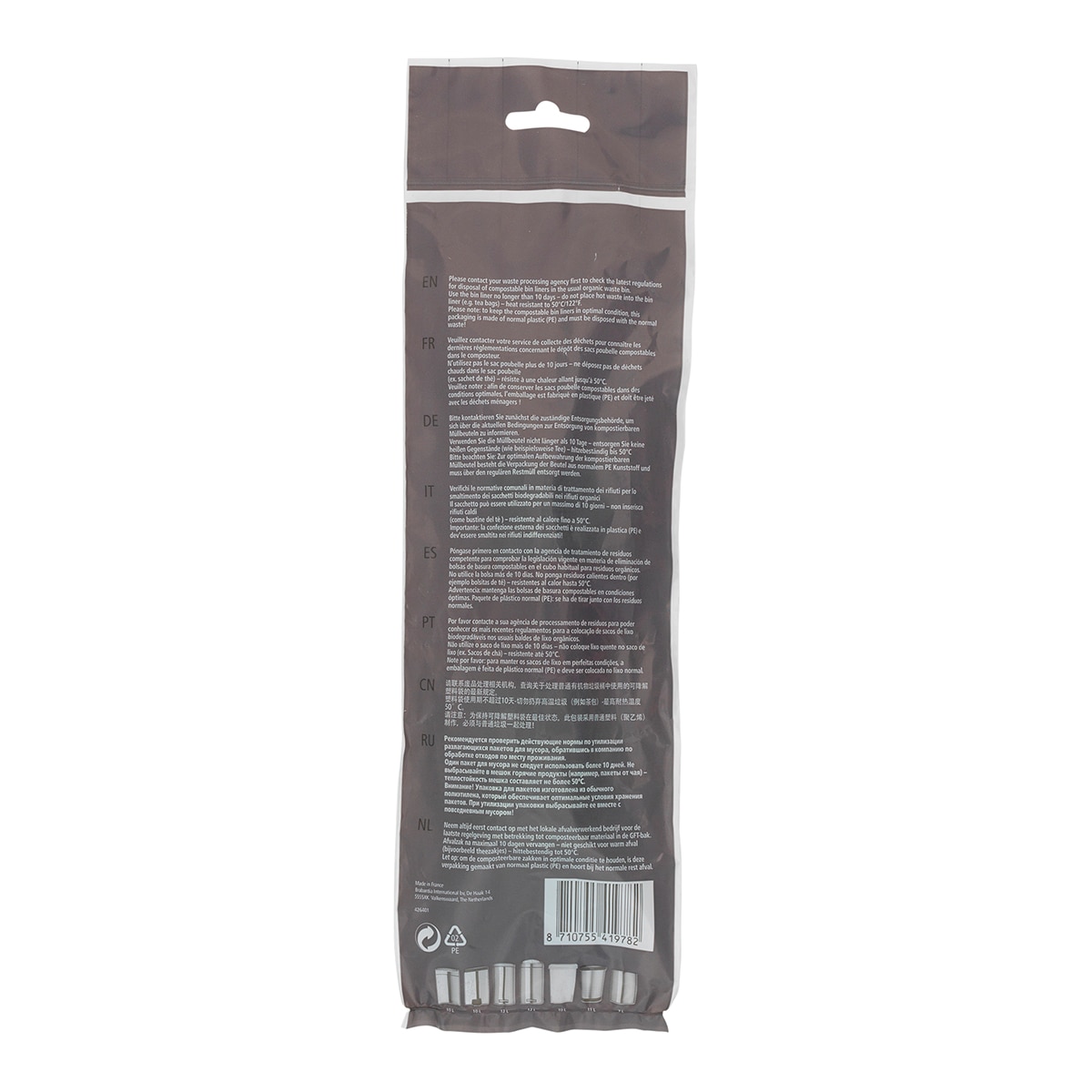 10 sacos de lixo biodegradáveis C 10-12 L Verde-claro-2