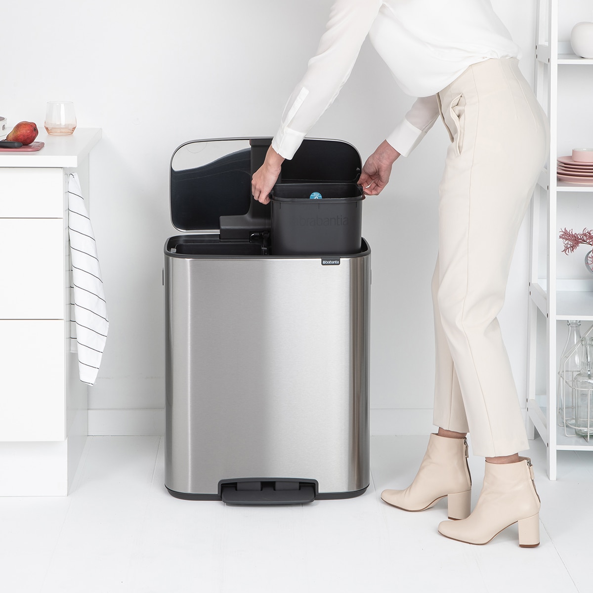 Balde do Lixo com Pedal para Reciclagem BO Pedal Bin - 2X30 L Aço-7