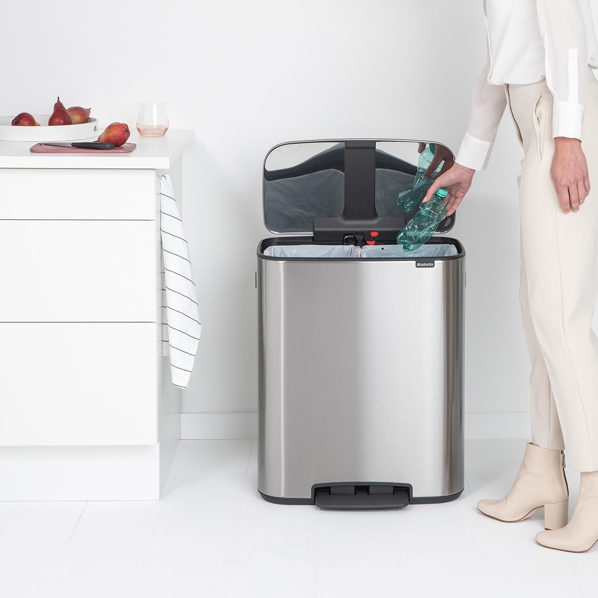 Balde do Lixo com Pedal para Reciclagem BO Pedal Bin - 2X30 L Aço-8
