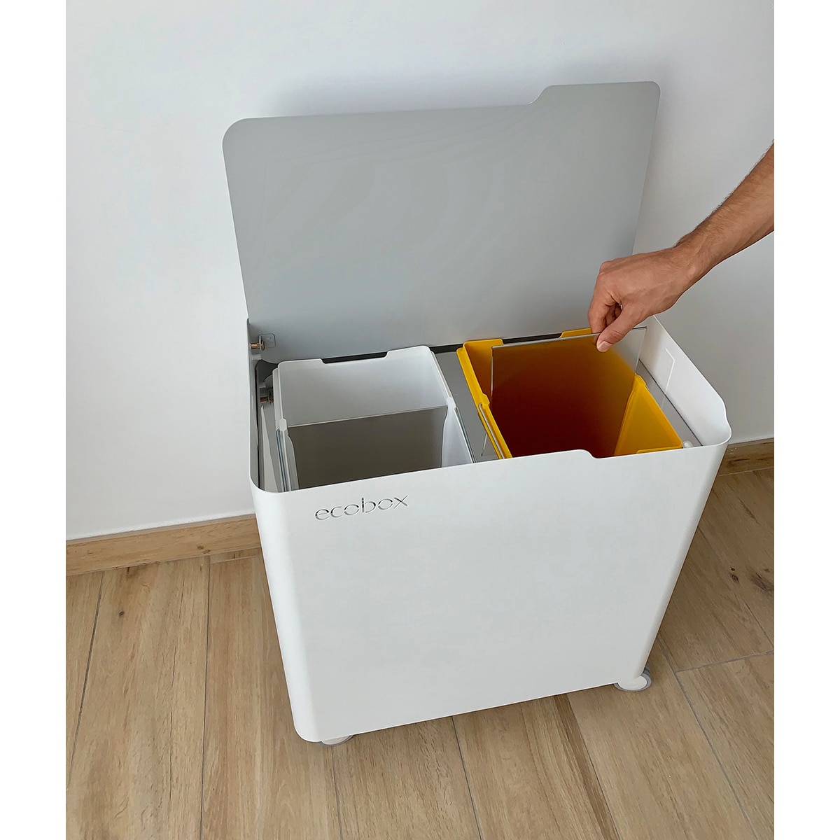 Balde do Lixo para Reciclagem Eco Box Top Cinzento-5