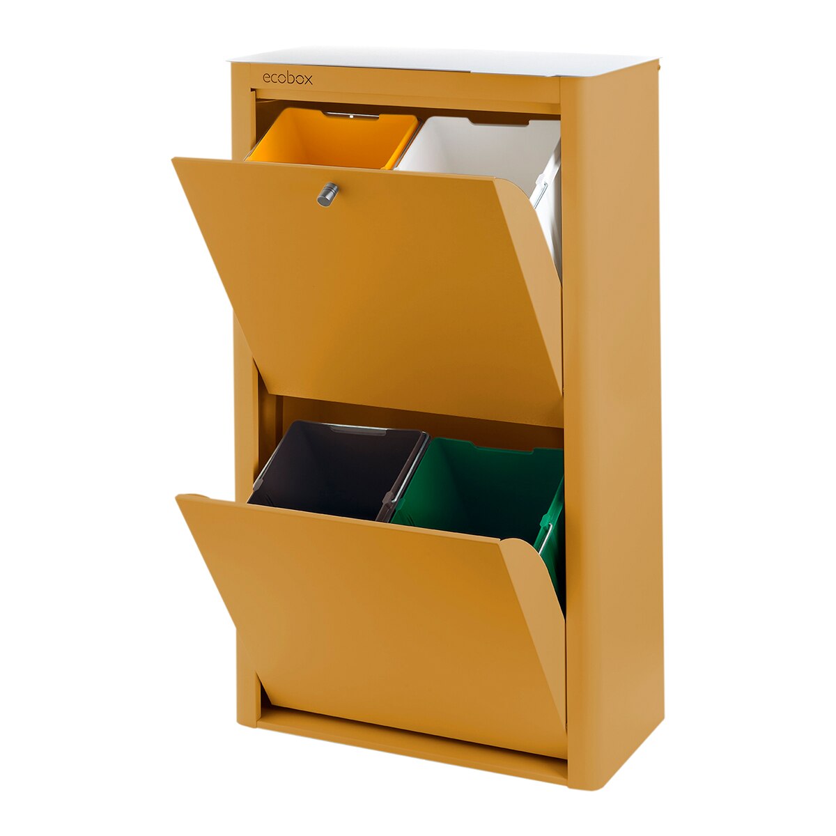 Balde de lixo para reciclar com 4 compartimentos Cubek Mostarda-2