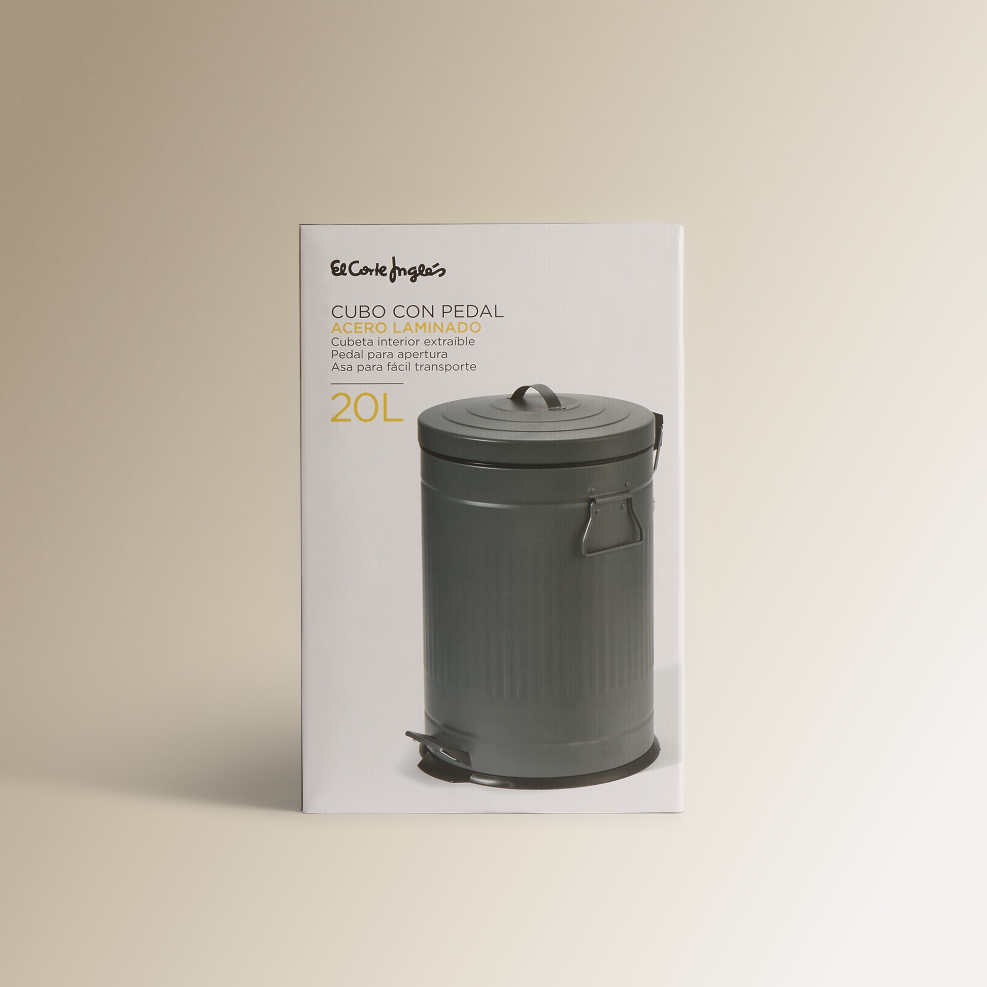 Cubo de basura con pedal Retro - Gris 20 litros Gris-5