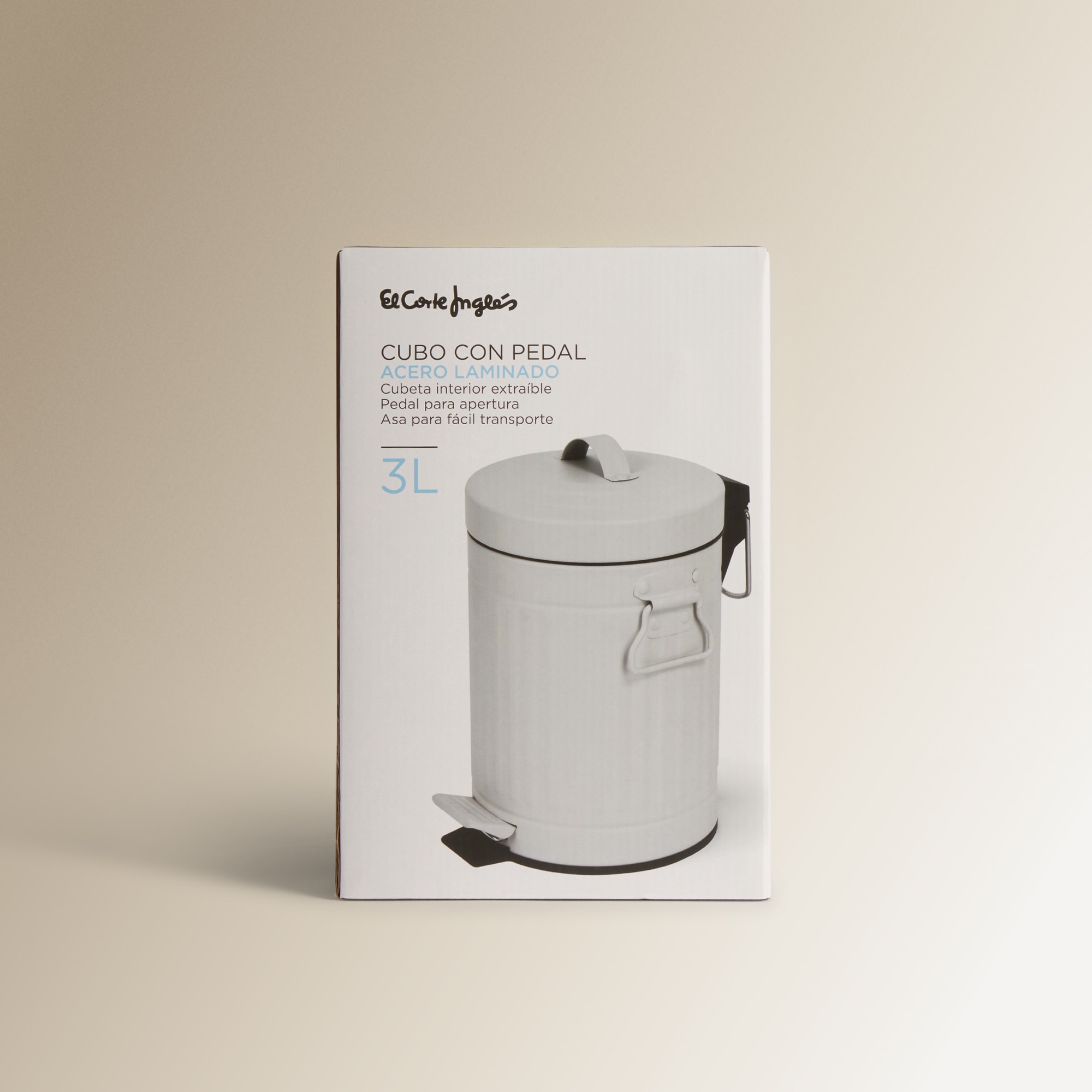 Papelera de baño con pedal retro El Corte Inglés Blanco roto 3 litros Blanco roto-5