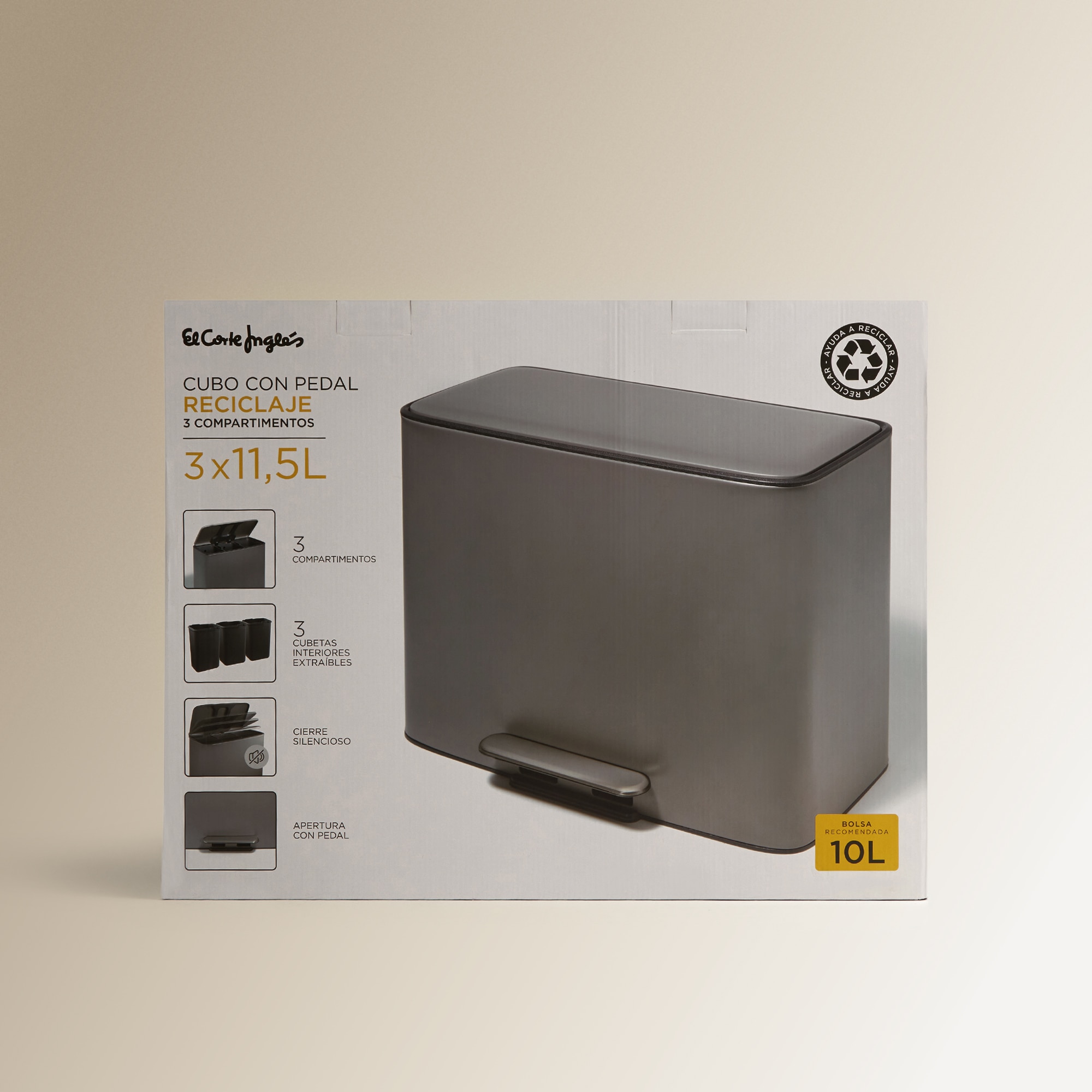 Balde do Lixo com Pedal 3X11,5 L Prata-6