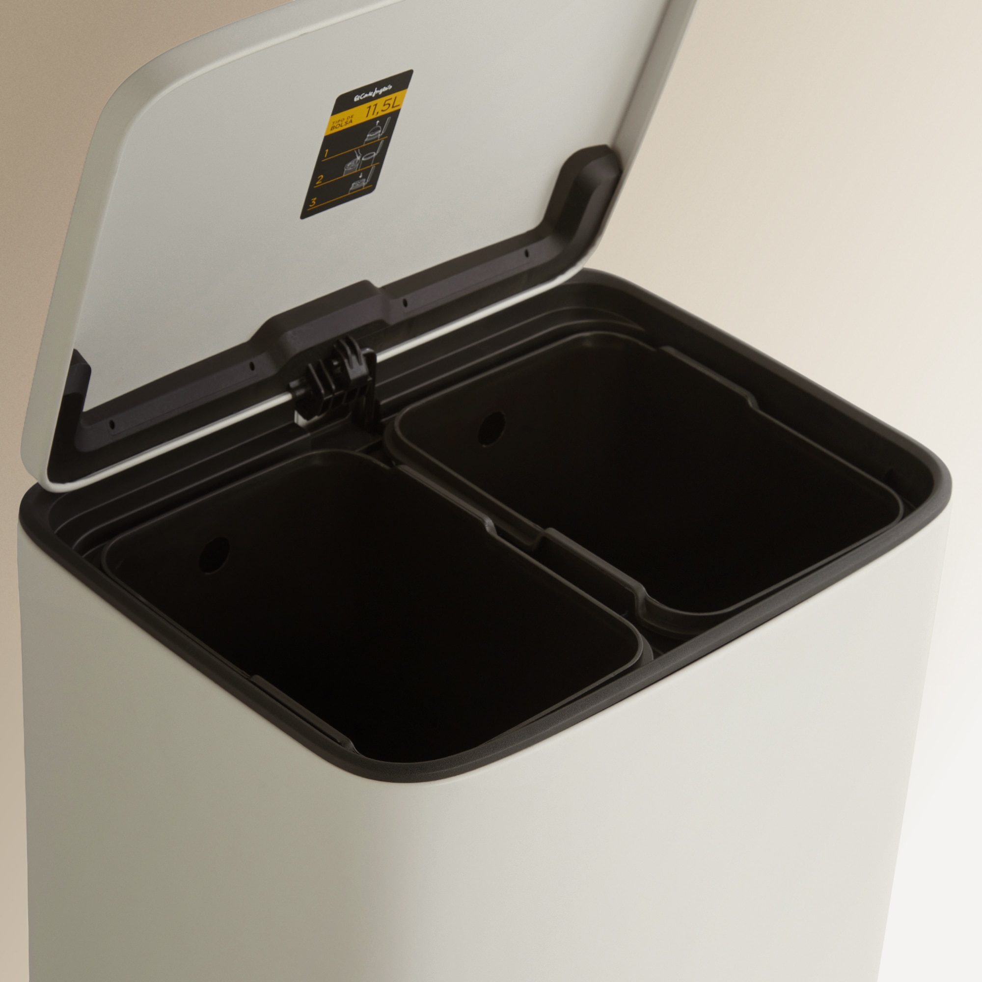 Cubo de basura con pedal 2 x 11,5 L El Corte Inglés - Blanco Blanco-3