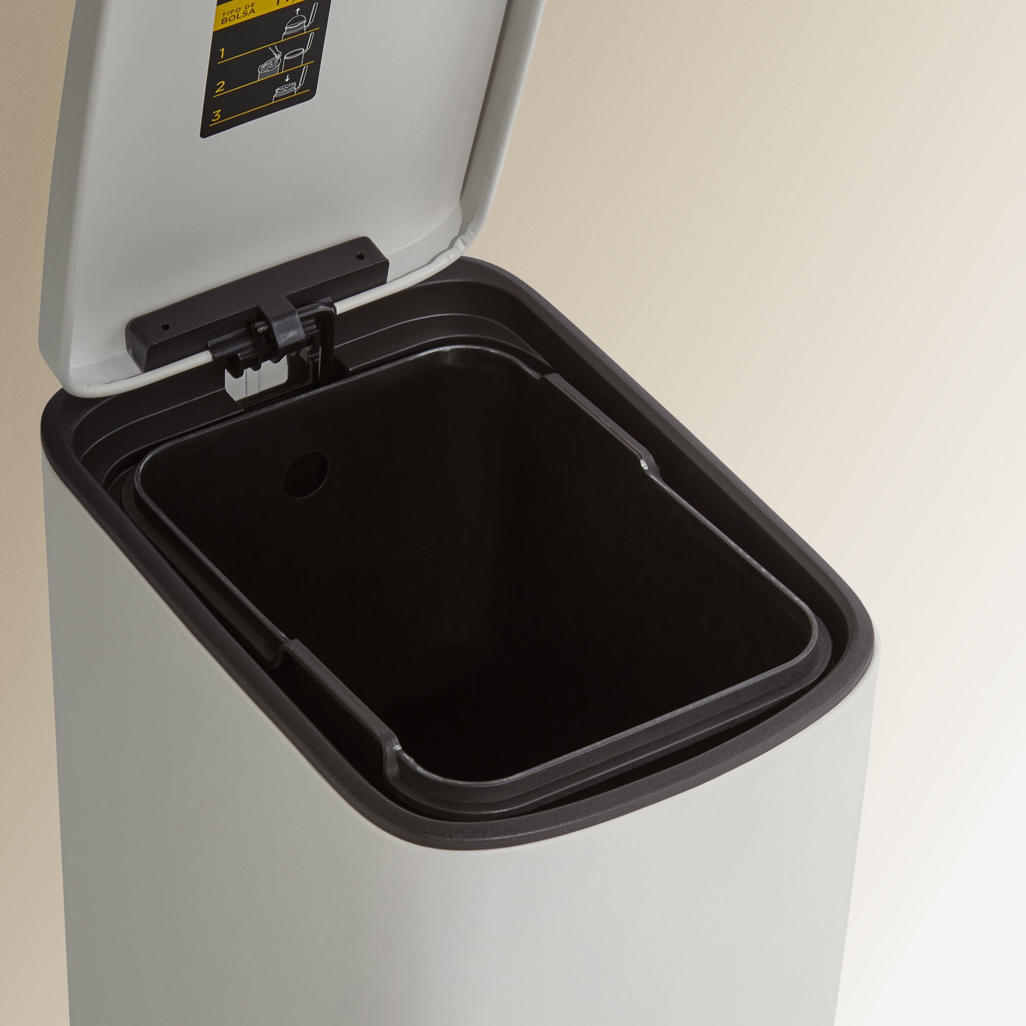 Cubo de basura con pedal 11,5 L El Corte Inglés - Blanco Blanco-3