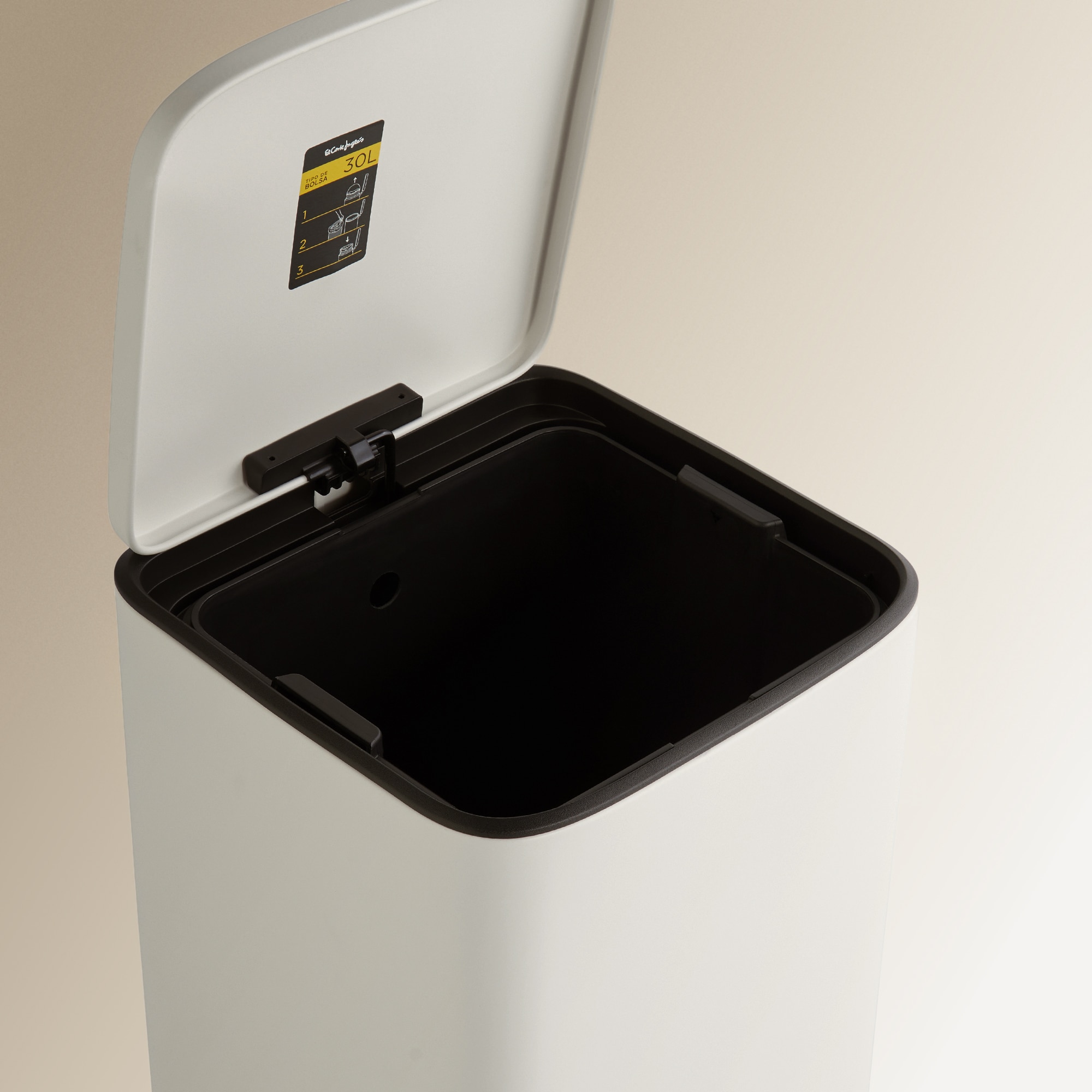 Cubo de basura con pedal 28 L El Corte Inglés - Blanco Blanco-3