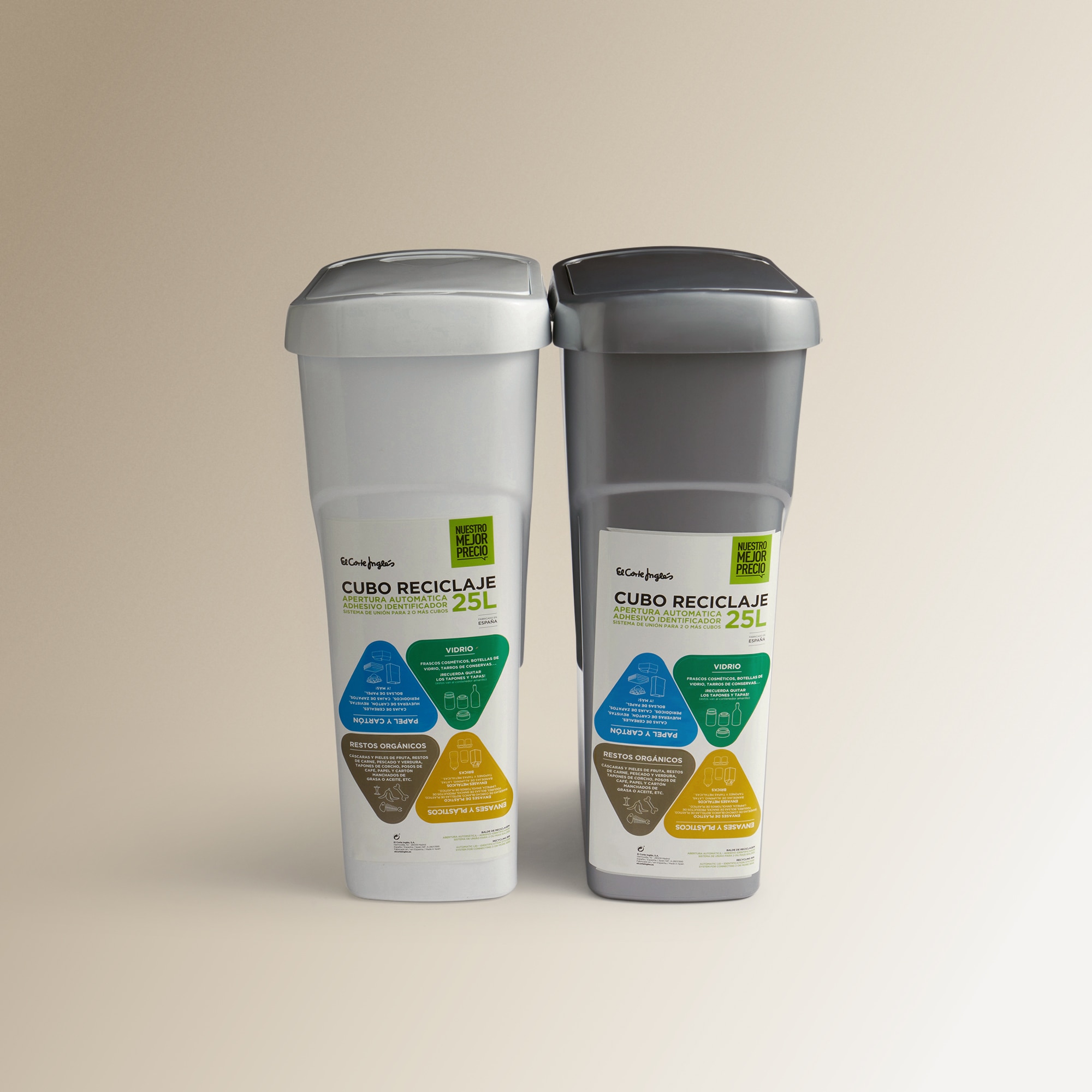 Cubo de reciclaje ensamblable 25 L Nuestro Mejor Precio - El Corte Inglés Plata-5