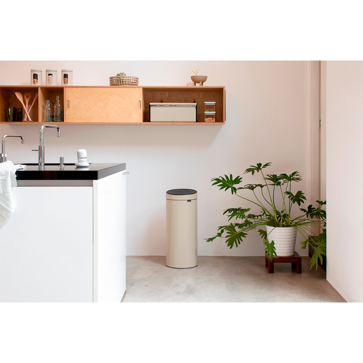 Balde do Lixo de Aço Touch Bin 30 L Bege-5