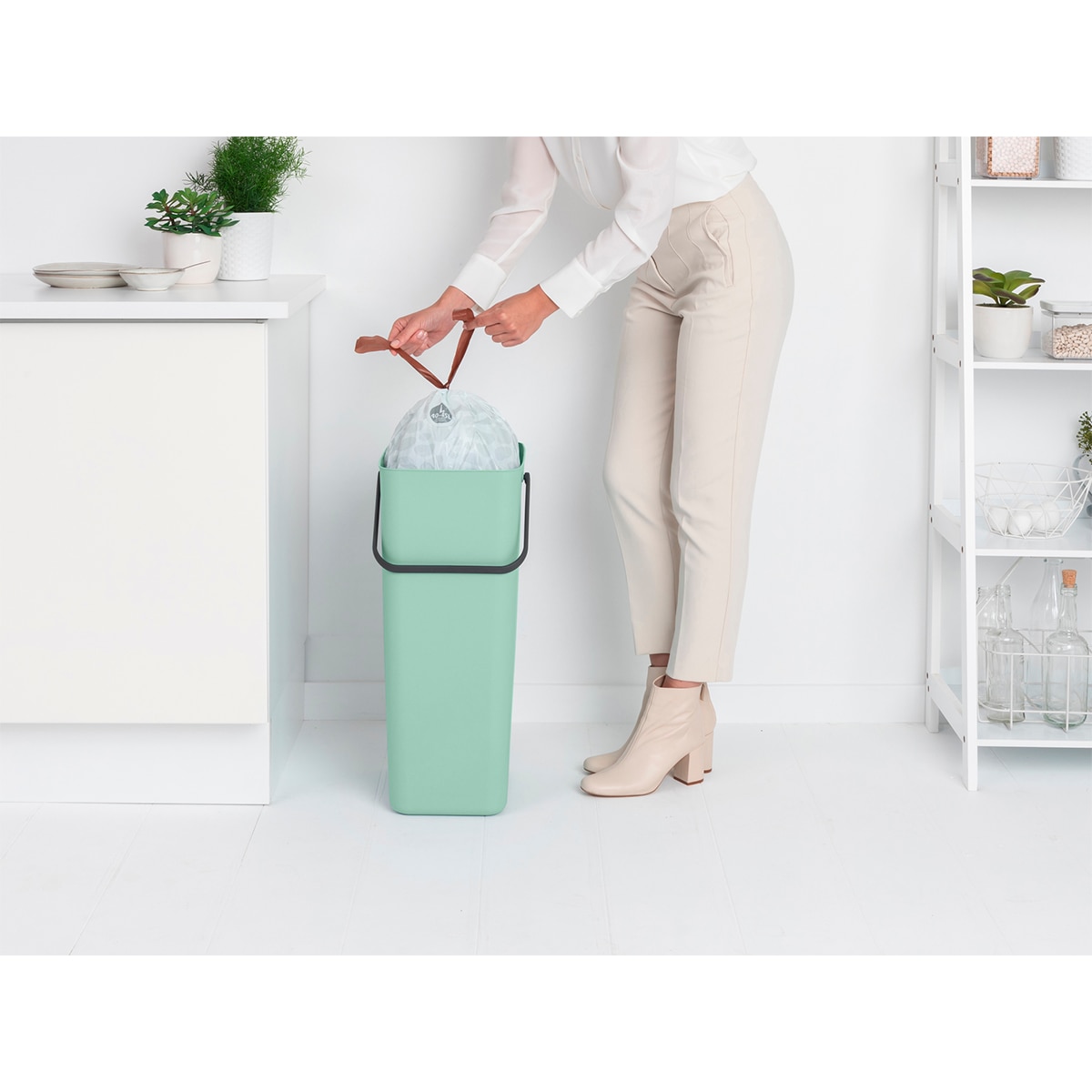 Balde do Lixo para Reciclagem Sort&Go 40 L Verde-claro-7