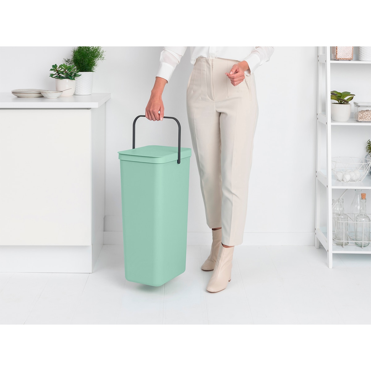 Balde do Lixo para Reciclagem Sort&Go 40 L Verde-claro-8