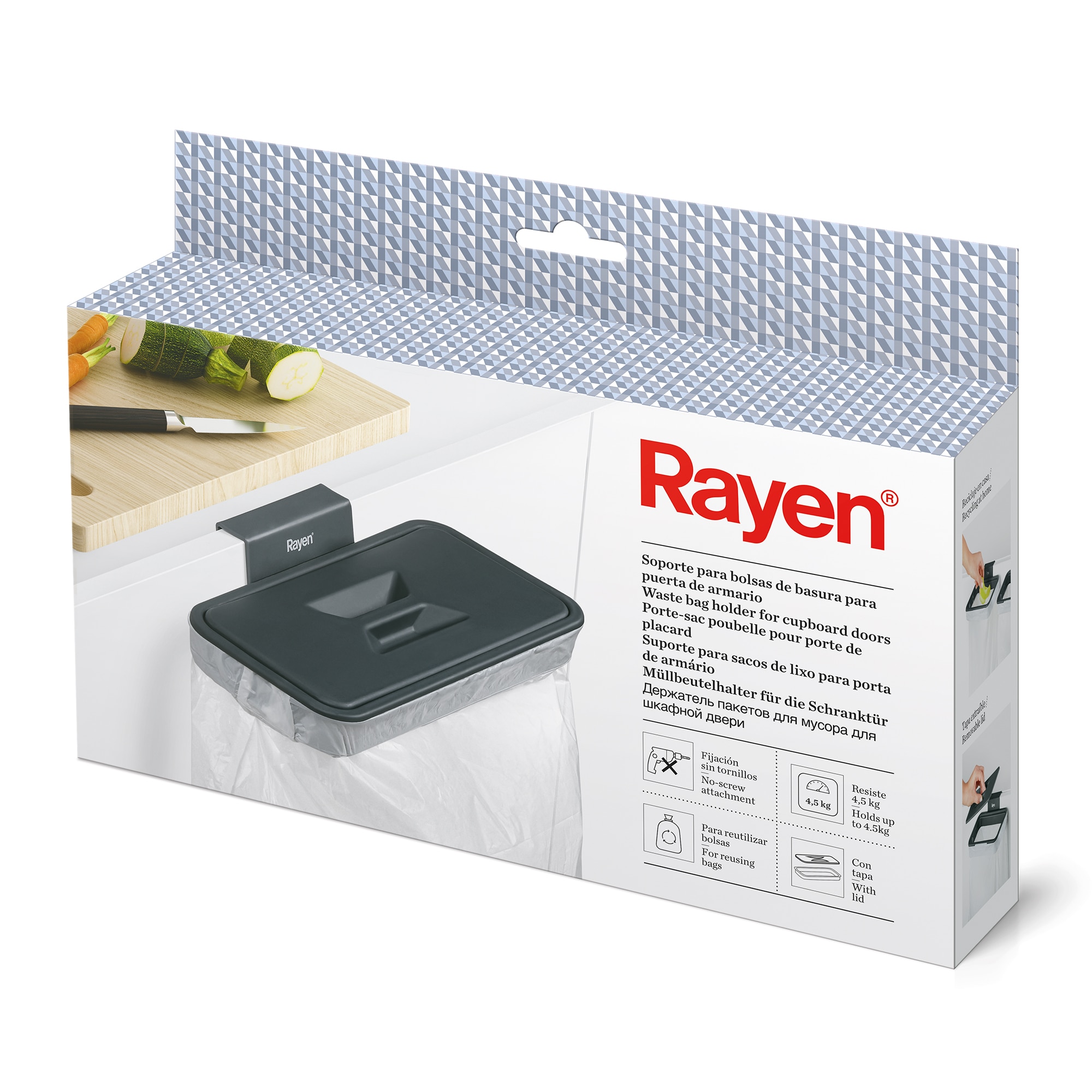 Soporte para bolsas de basura Rayen Negro-4