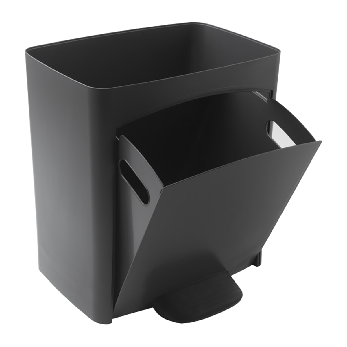 Cubo de reciclaje de plástico reciclado 70 L Campos Gris-8