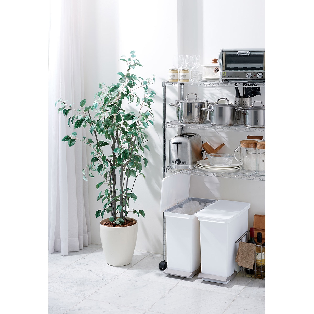 Balde do Lixo com Pedal para Reciclagem Ora - 25 L Branco-3