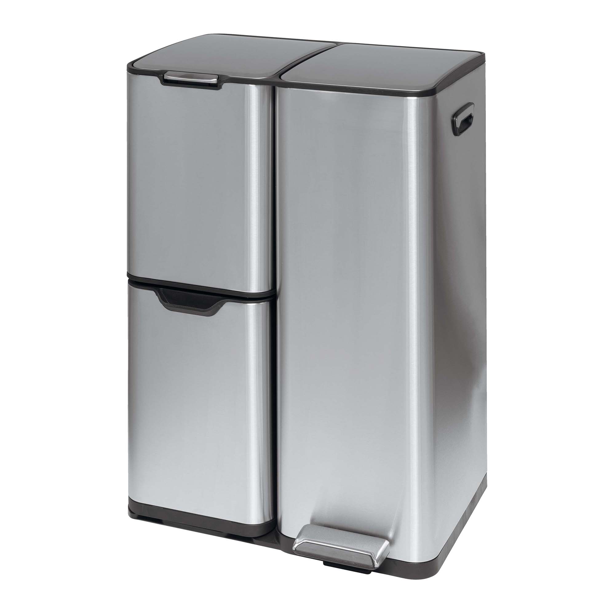 Cubo de basura 60 L con 3 compartimentos Mueble 3 Duett - Acero Acero-1