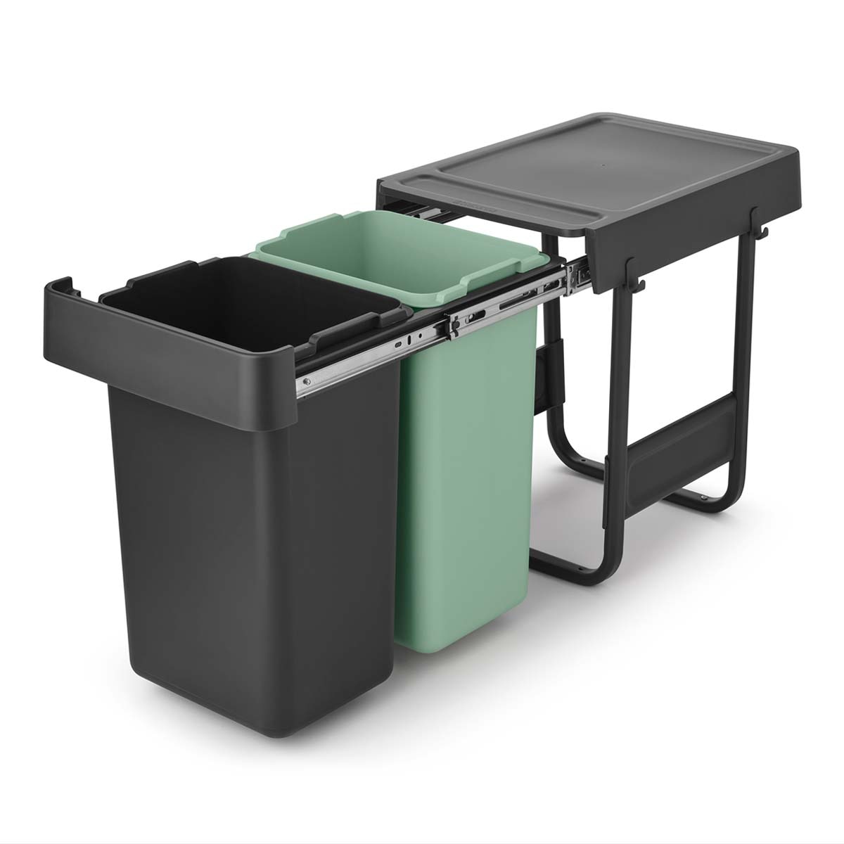 Balde do Lixo Integrado para Reciclagem Sort&Go - 2X15 L Cinzento-escuro-1