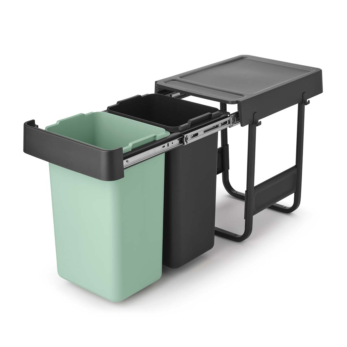 Balde do Lixo Integrado para Reciclagem Sort&Go - 2X15 L Cinzento-escuro-2