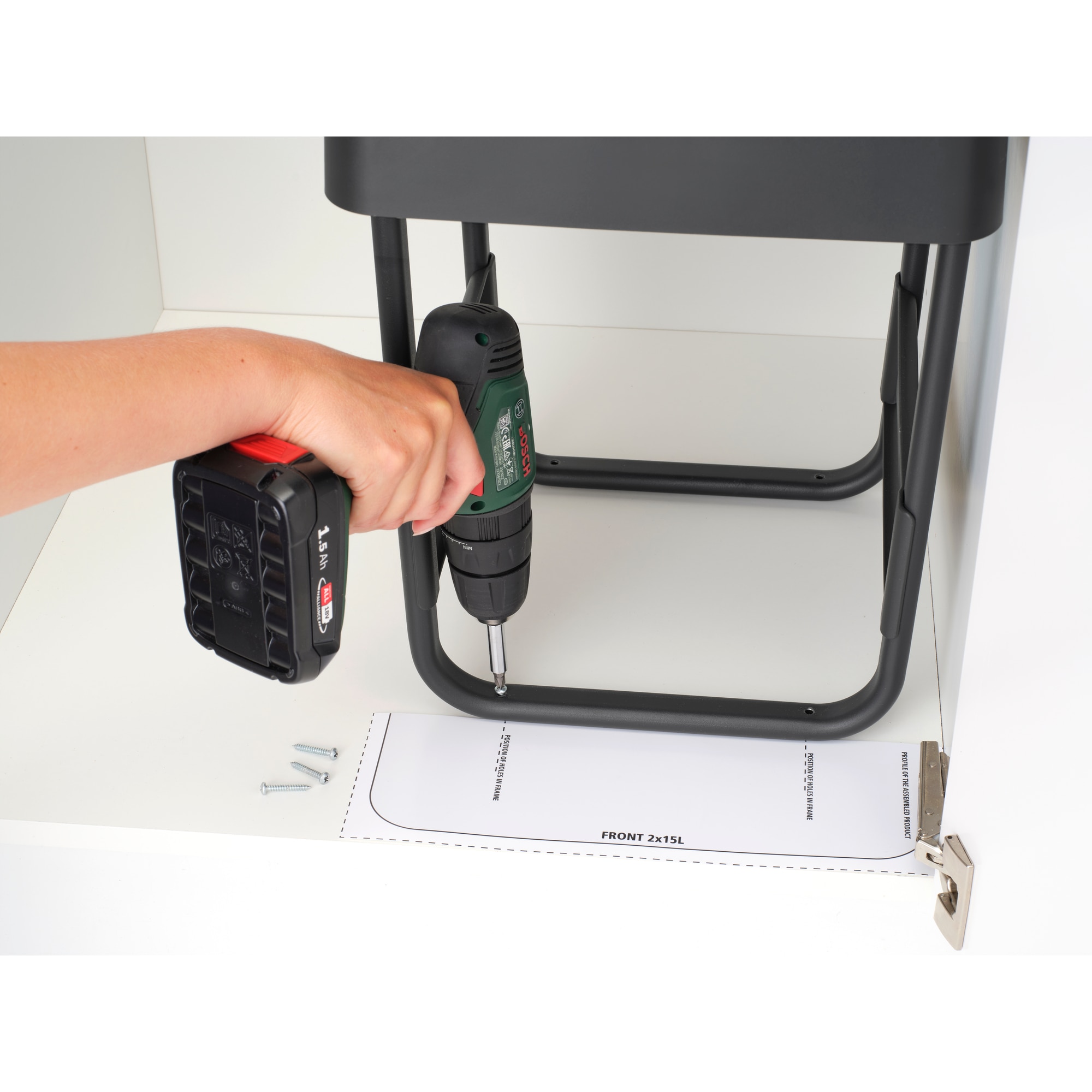 Balde do Lixo Integrado para Reciclagem Sort&Go - 2X15 L Cinzento-escuro-7