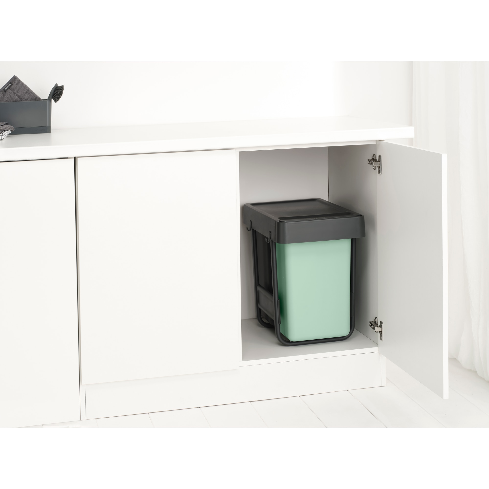 Balde do Lixo Integrado para Reciclagem Sort&Go - 2X15 L Cinzento-escuro-10