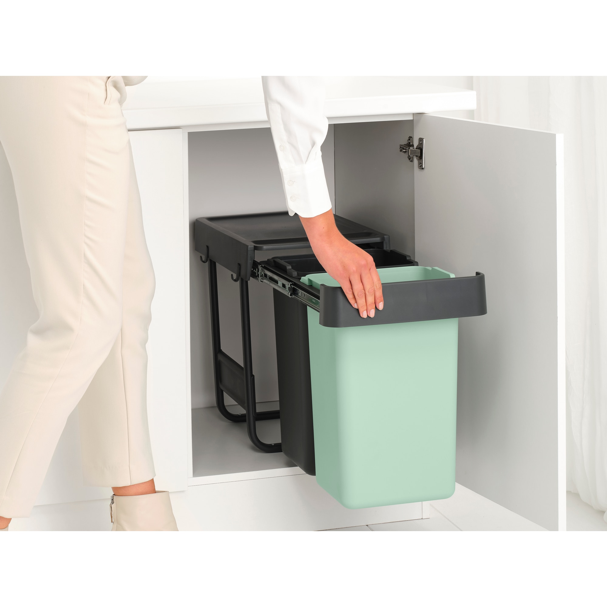 Balde do Lixo Integrado para Reciclagem Sort&Go - 2X15 L Cinzento-escuro-12