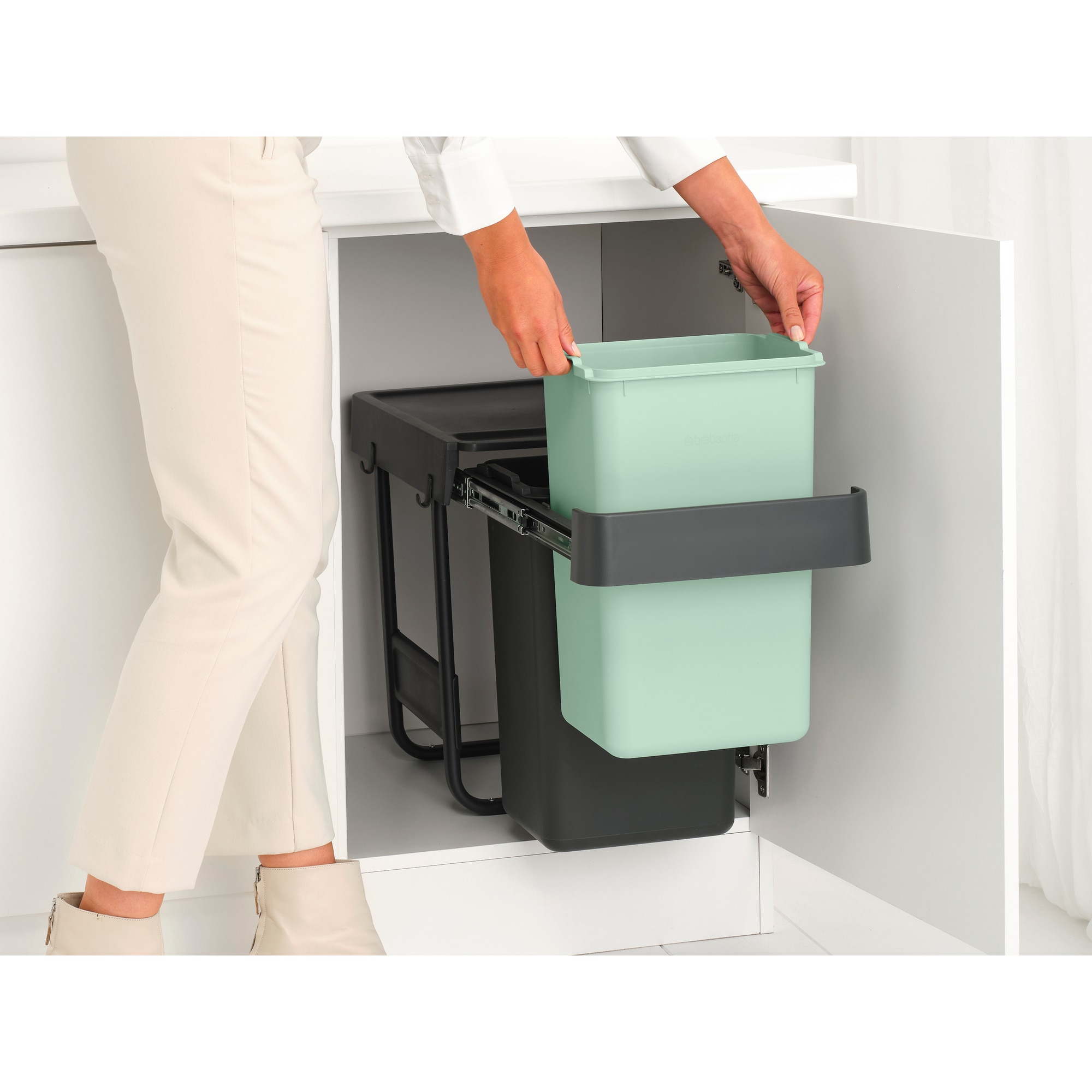 Balde do Lixo Integrado para Reciclagem Sort&Go - 2X15 L Cinzento-escuro-13