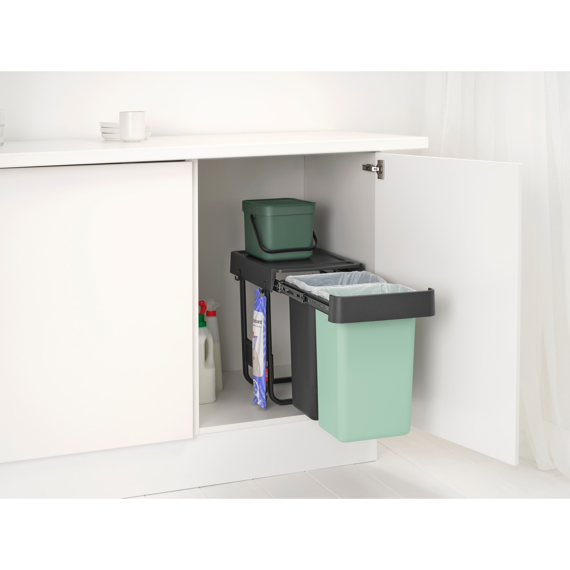 Balde do Lixo Integrado para Reciclagem Sort&Go - 2X15 L Cinzento-escuro-16