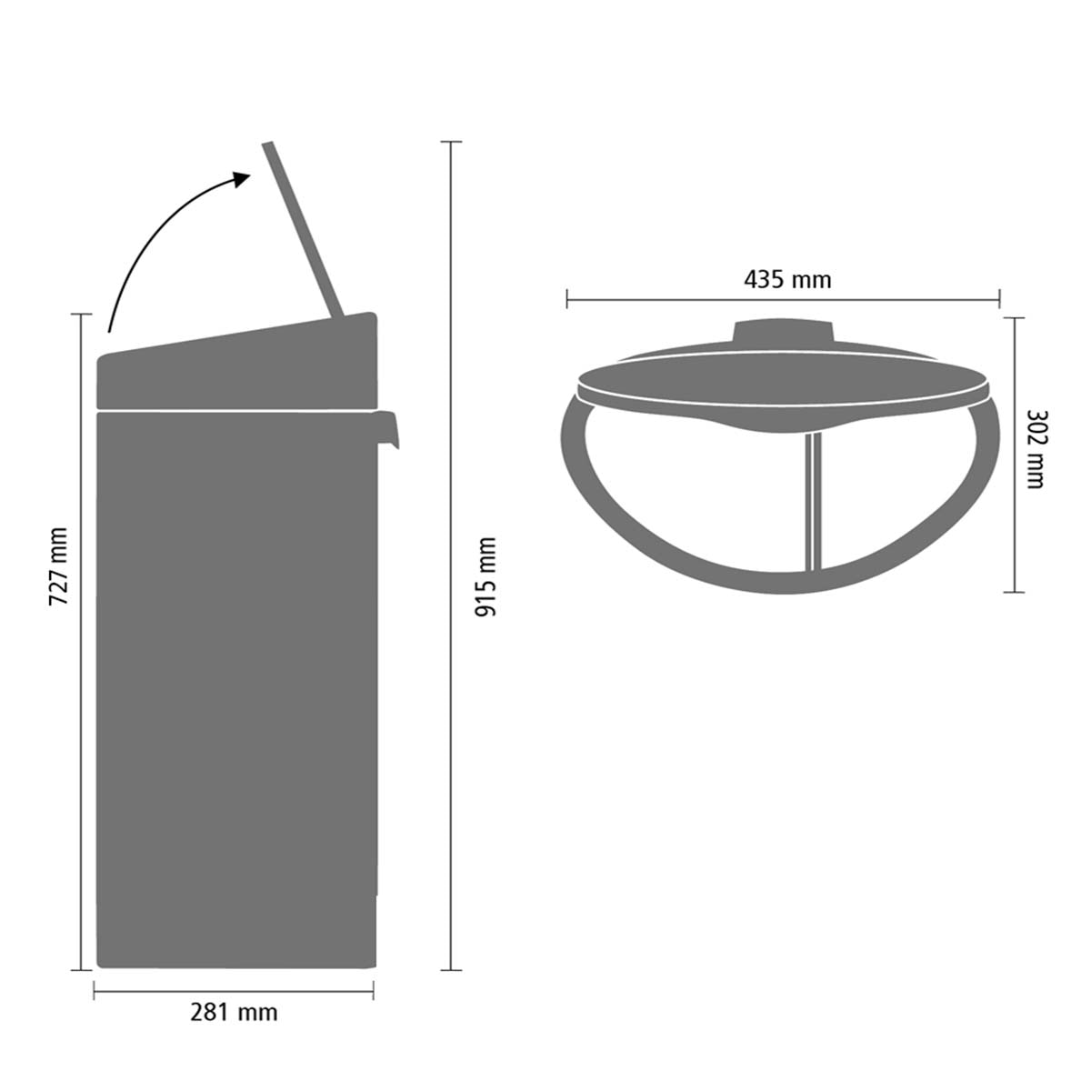 Balde do Lixo para Reciclagem Touch Bin - 23X10 L Preto-4