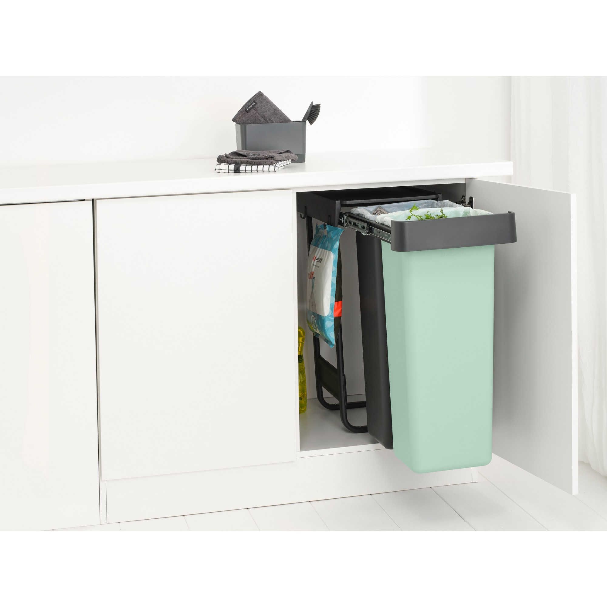 Balde do Lixo Integrado para Reciclagem Sort&Go - 2X30 L Cinzento-escuro-7
