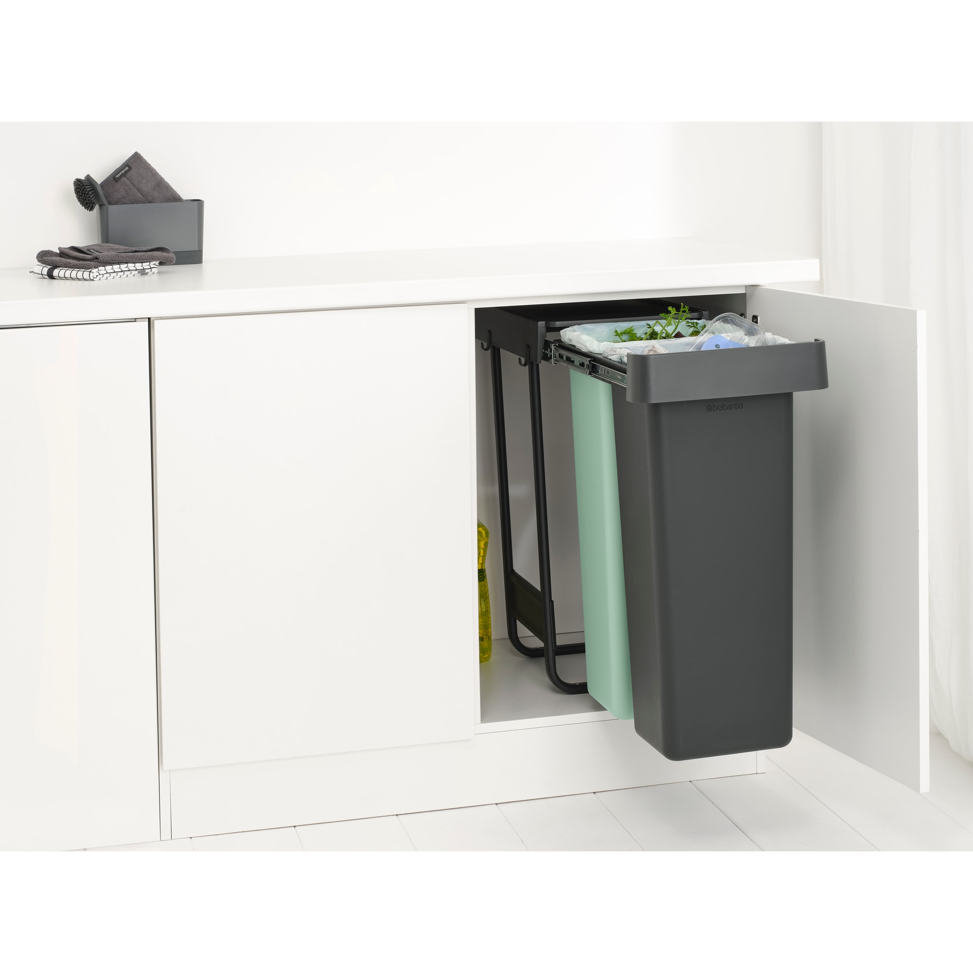 Balde do Lixo Integrado para Reciclagem Sort&Go - 2X30 L Cinzento-escuro-8