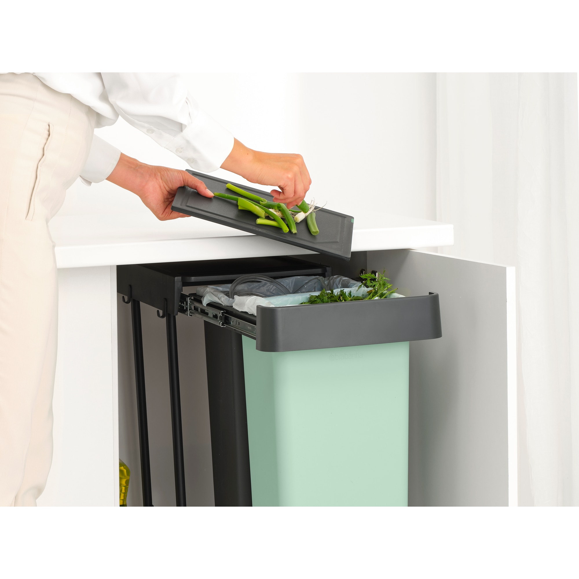 Balde do Lixo Integrado para Reciclagem Sort&Go - 2X30 L Cinzento-escuro-10