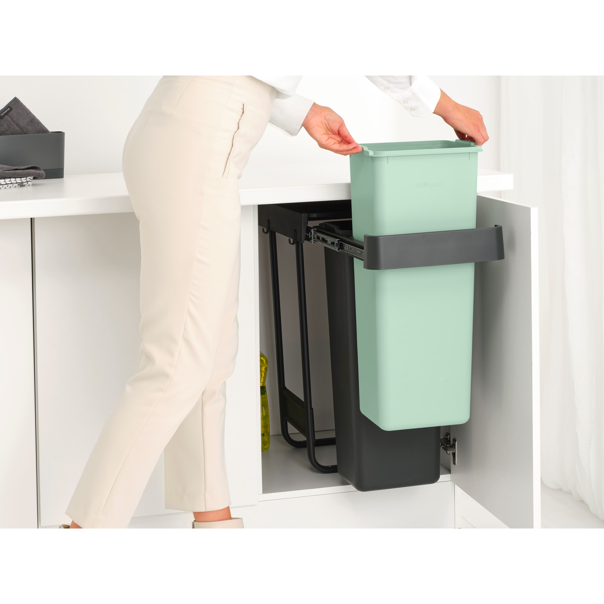 Balde do Lixo Integrado para Reciclagem Sort&Go - 2X30 L Cinzento-escuro-11