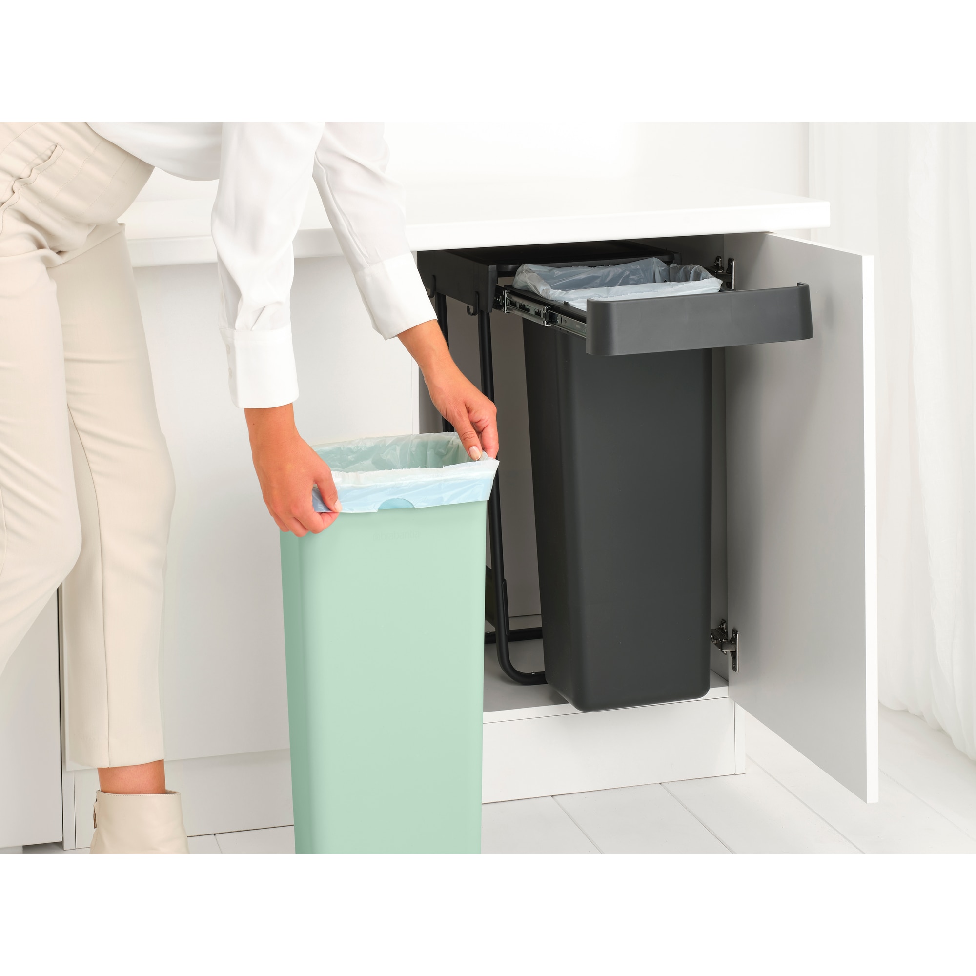 Balde do Lixo Integrado para Reciclagem Sort&Go - 2X30 L Cinzento-escuro-12