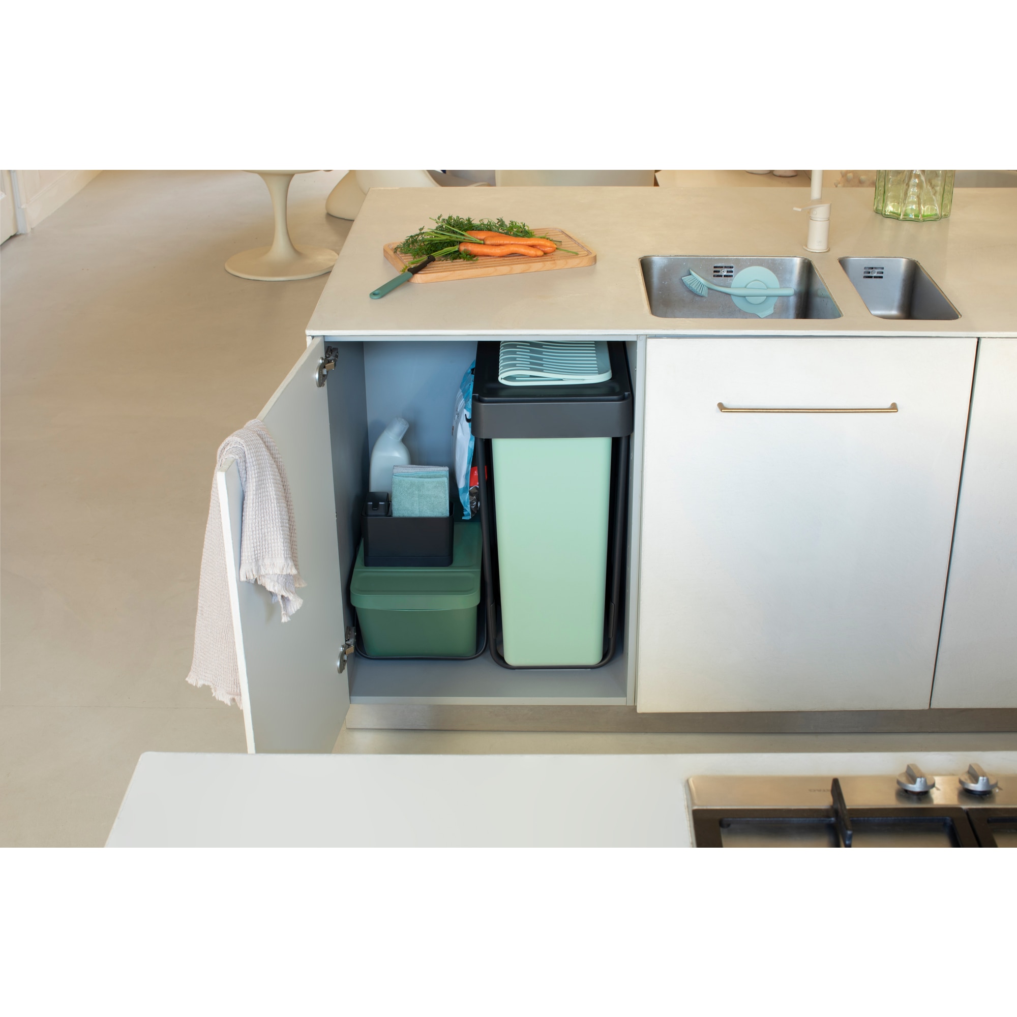 Balde do Lixo Integrado para Reciclagem Sort&Go - 2X30 L Cinzento-escuro-15