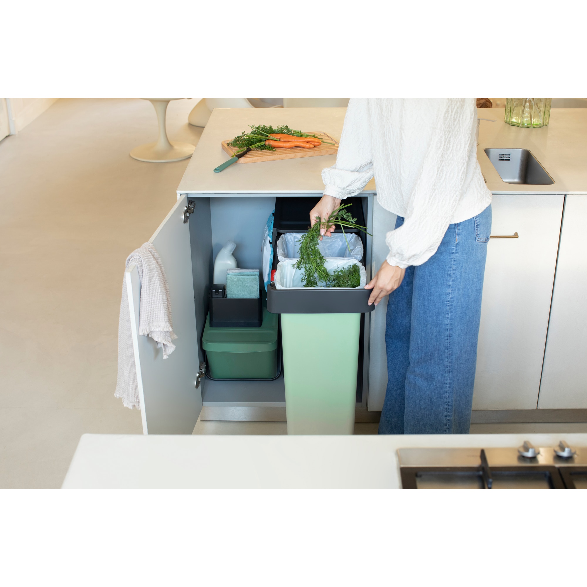 Balde do Lixo Integrado para Reciclagem Sort&Go - 2X30 L Cinzento-escuro-16