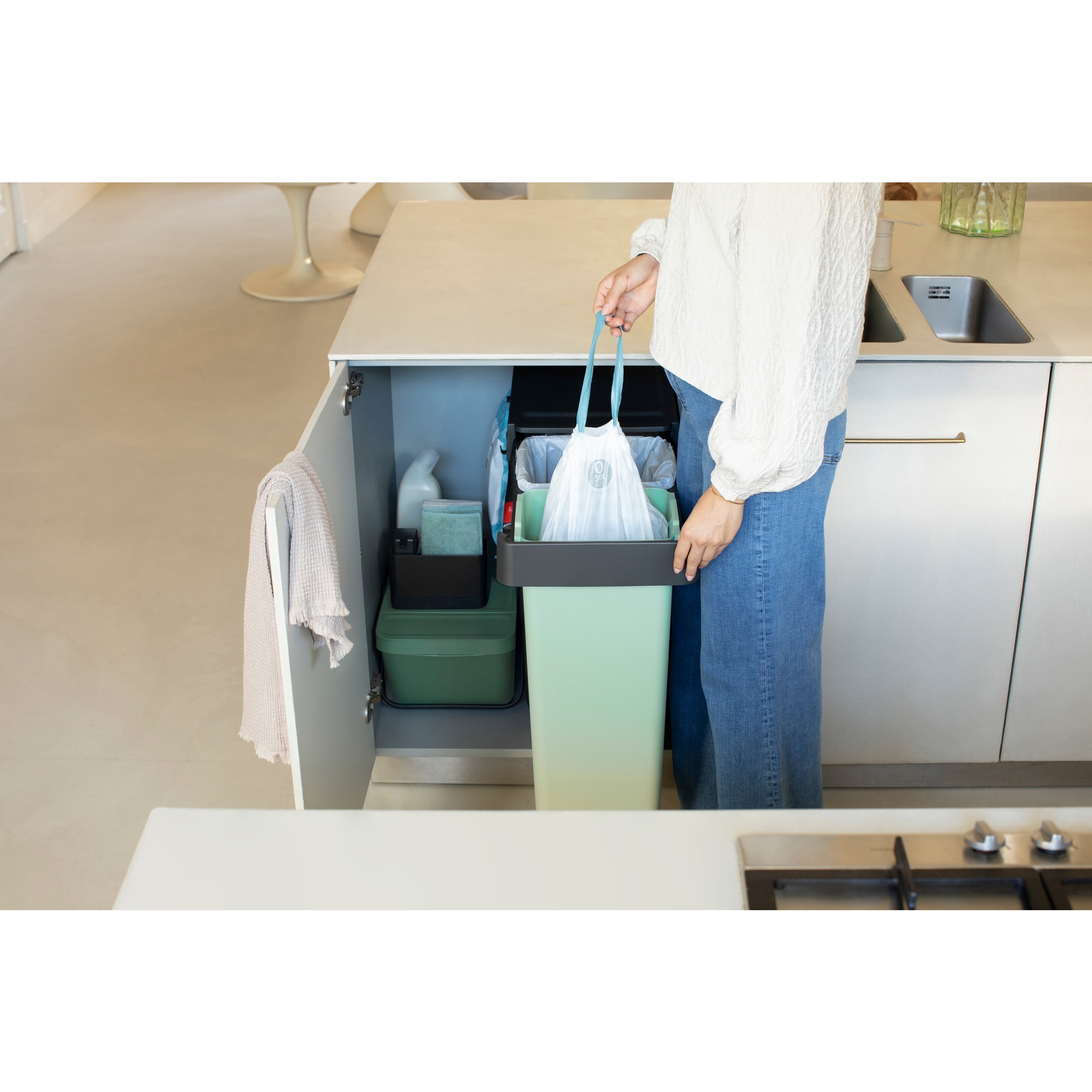Balde do Lixo Integrado para Reciclagem Sort&Go - 2X30 L Cinzento-escuro-17