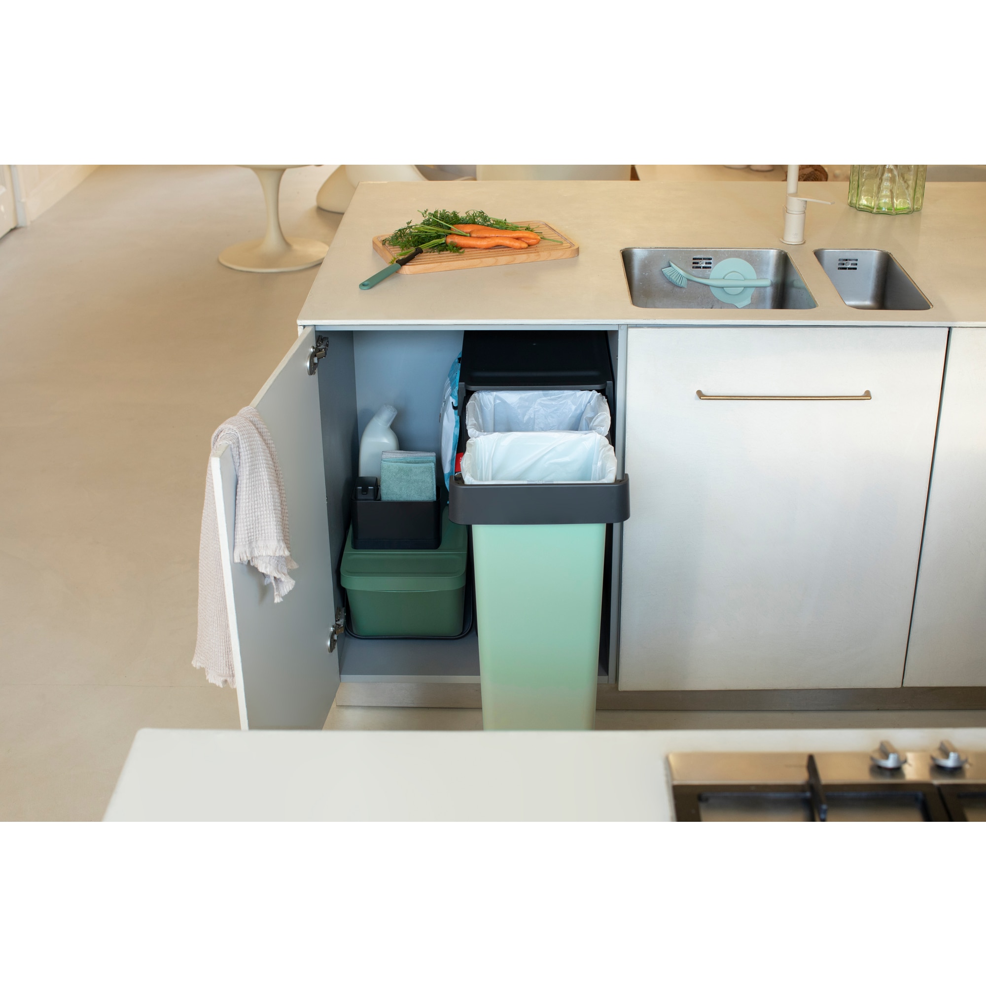 Balde do Lixo Integrado para Reciclagem Sort&Go - 2X30 L Cinzento-escuro-18