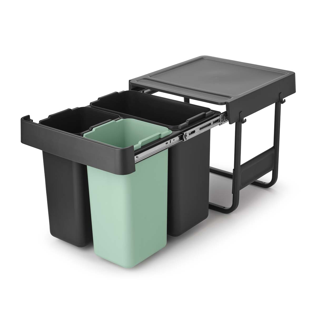 Balde do Lixo Integrado para Reciclagem Sort&Go - 10 + 10 + 20 L Cinzento-escuro-2